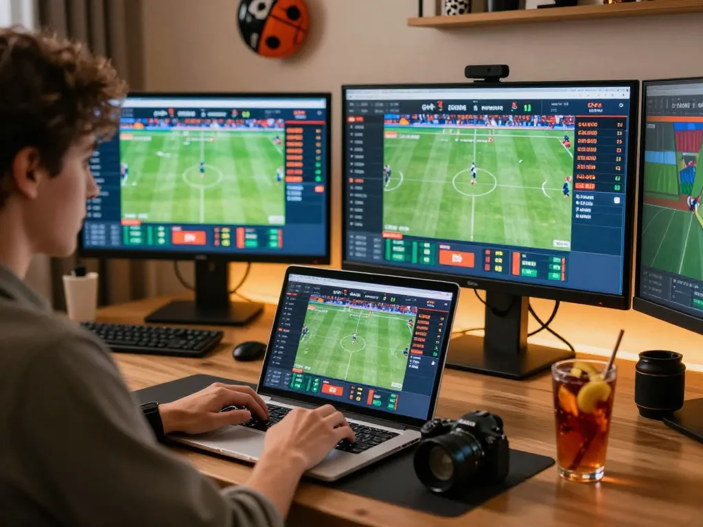 Engaging online sports betting experience with Ricbet, person placing bets on live events.