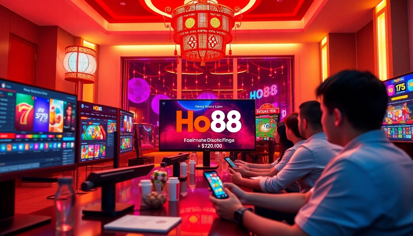 Players enjoying a vibrant online gaming experience at Ho88, featuring casino games and sports betting.