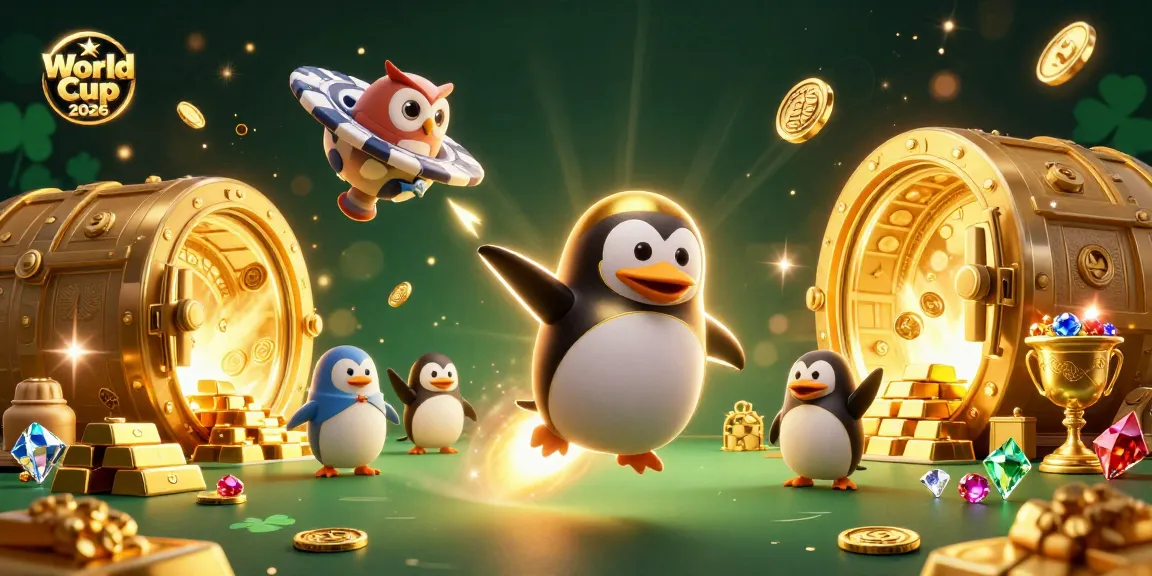 Engage with World Cup 2026 excitement in a dynamic casino universe featuring a golden penguin and treasure