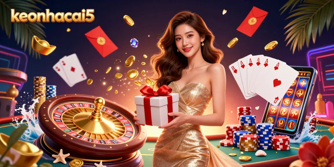 Bet on exciting gaming opportunities at keonhacai5 with vibrant casino-themed illustration.