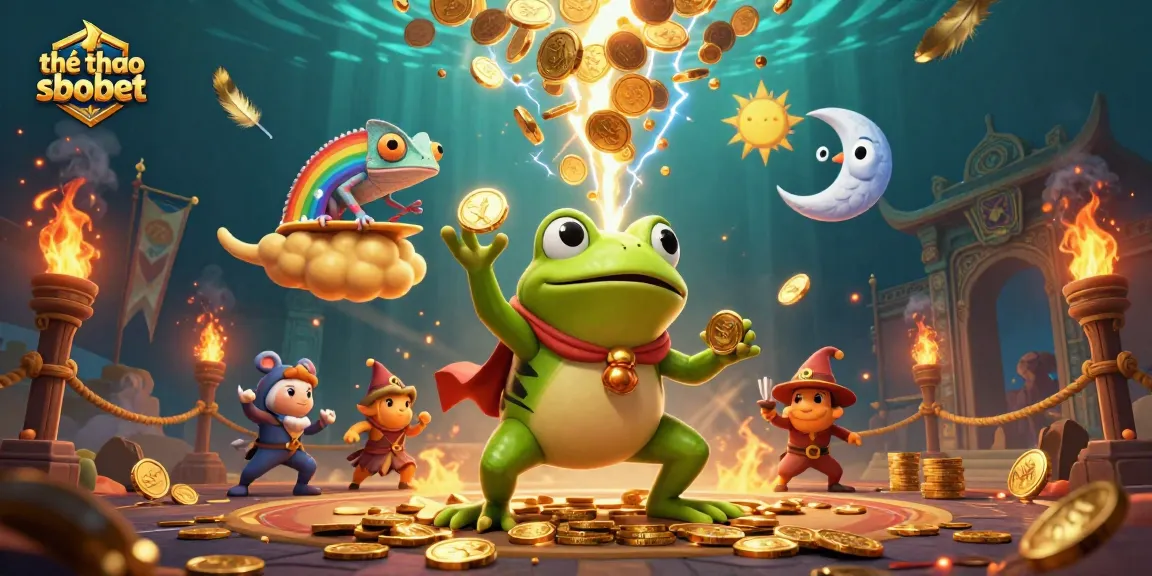 Experience the thrill of thể thao sbobet with vibrant betting action and golden treasures in a magical scene.