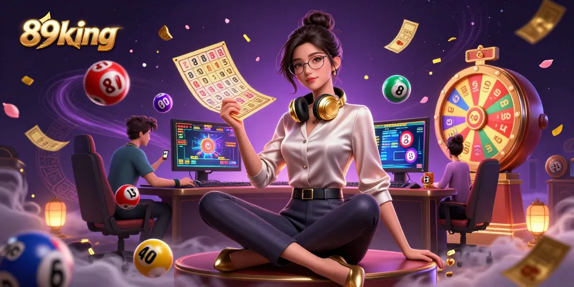 Play exciting casino games with 89king as vibrant lottery balls bounce and golden confetti flutters.