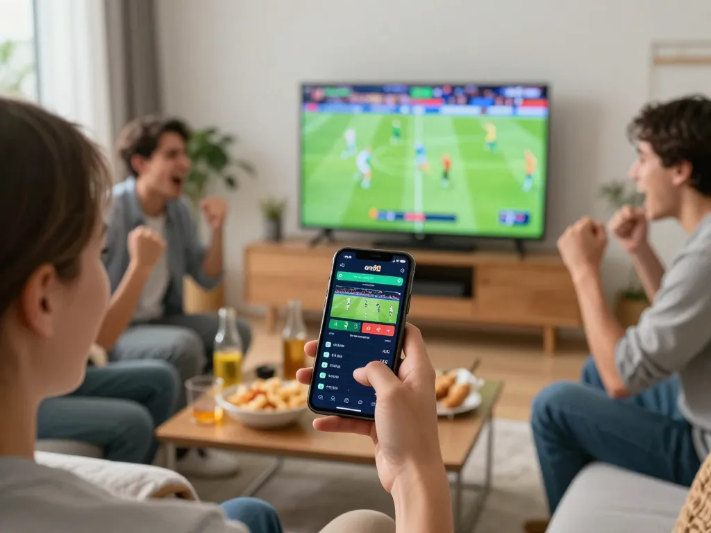 Engaging in sports betting on the one88 app during a game night with friends.