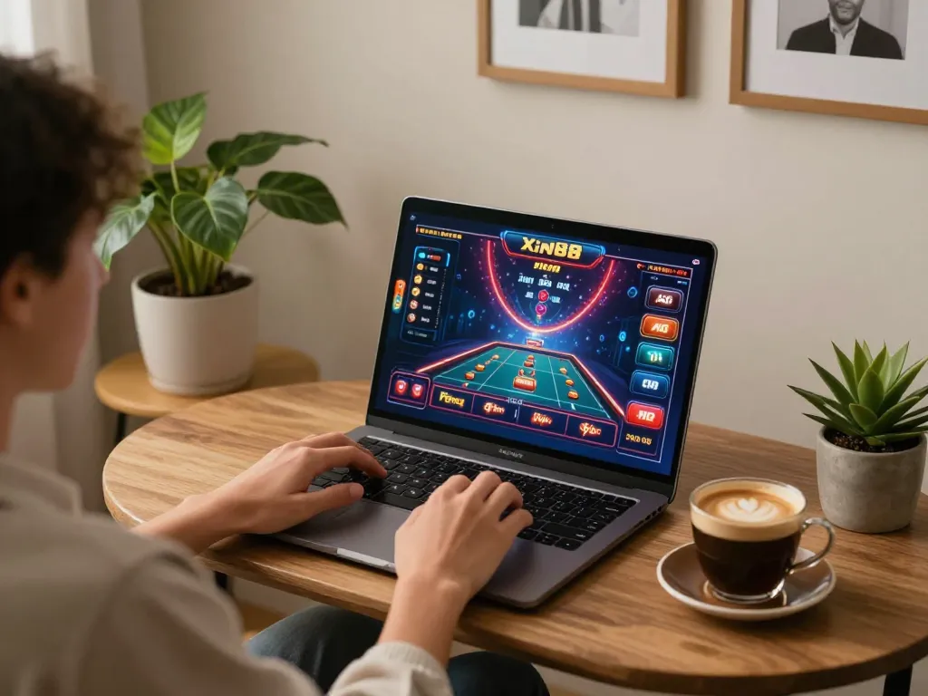 Engaging in a thrilling game at Xin88 online casino from a cozy home setup