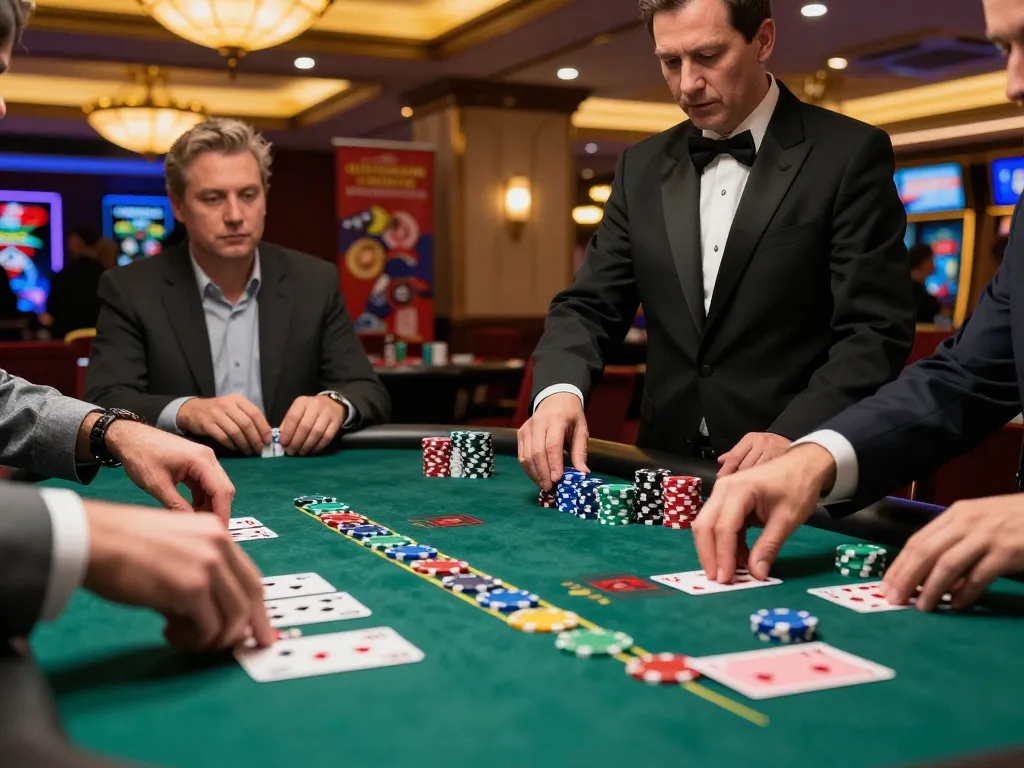 Players experiencing thrilling blackjack action at a casino table while betting on 79kin.