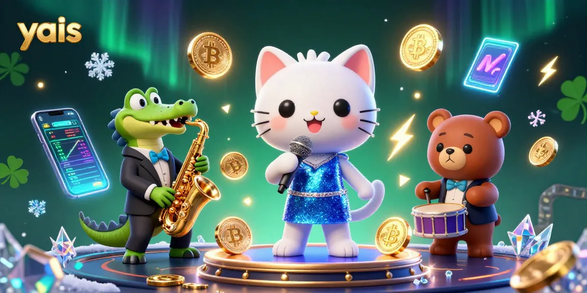 Experience the vibrant entertainment of yais at the casino with a jazzy cat, a croc saxophonist, and a bear drummer.