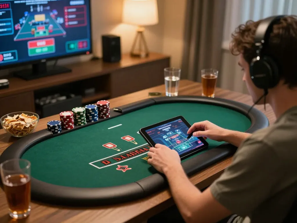 dola789 players enjoying live blackjack on a tablet during an exciting home gaming session