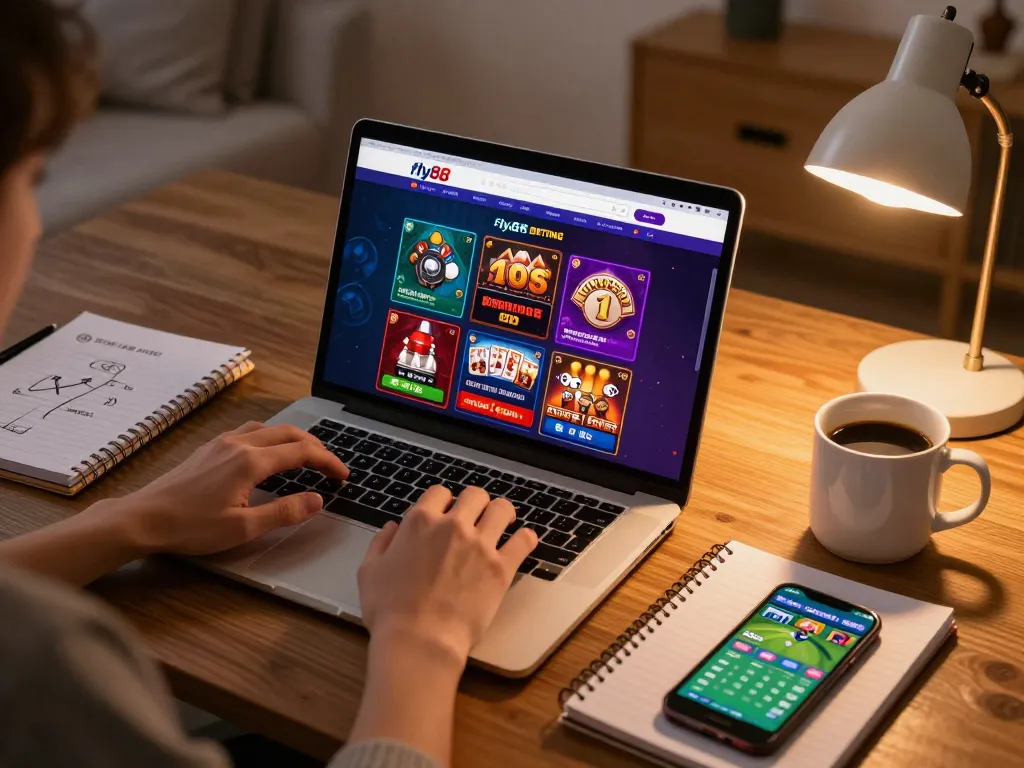 Engaging in live betting at fly88, showing vibrant online casino interface with colorful games.