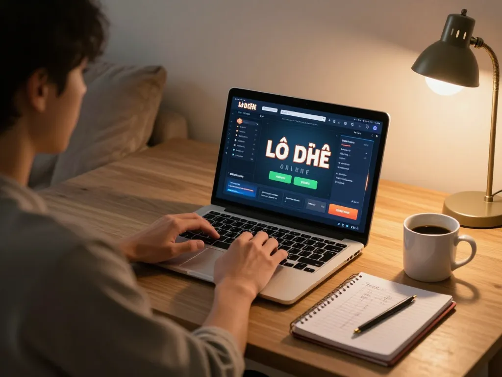 Lô Đề Online gameplay in a cozy home setup with strategies and betting notes