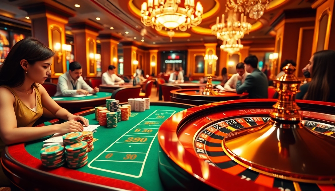 Players engaging at nhà cái gg88 casino tables demonstrate thrilling betting experiences and vibrant casino ambiance.