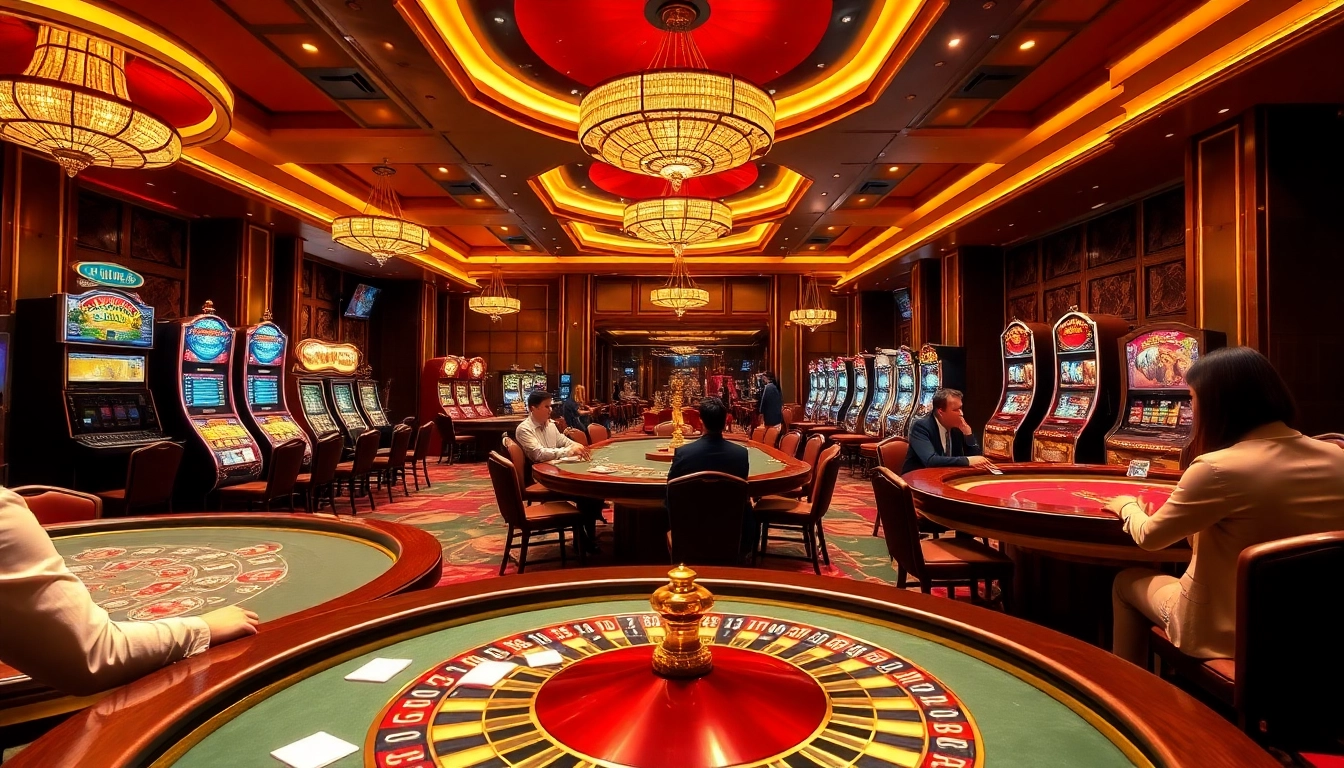 Exciting betting action at nhà cái tk88 with poker tables and dazzling slot machines
