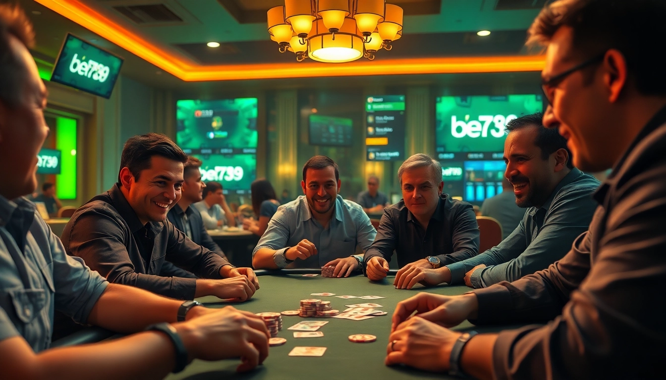 Engaging poker game scene representing the online gambling environment of bet789, with players in action.