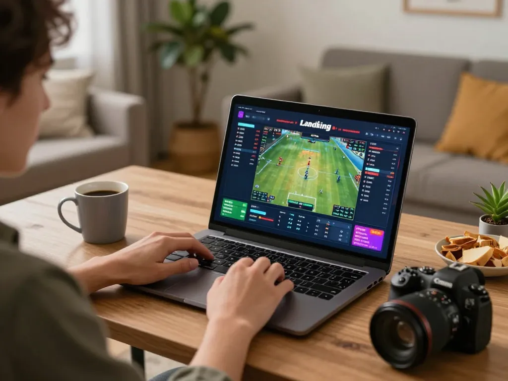 Player strategizing on the 8day sports betting app in a cozy home setting