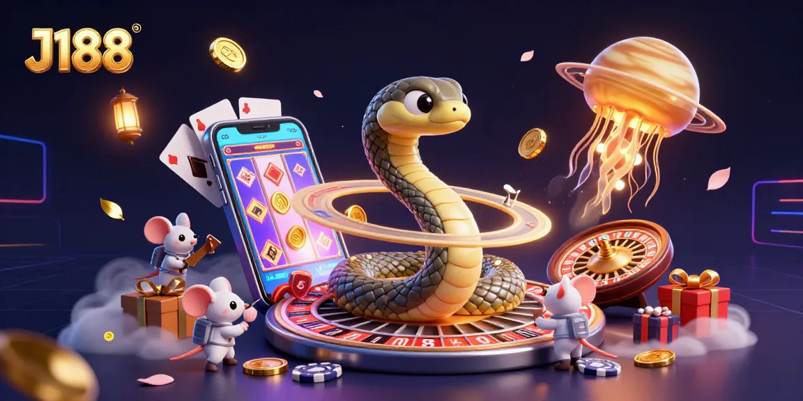 J188 spins the roulette wheel with cosmic characters in a vibrant casino scene.