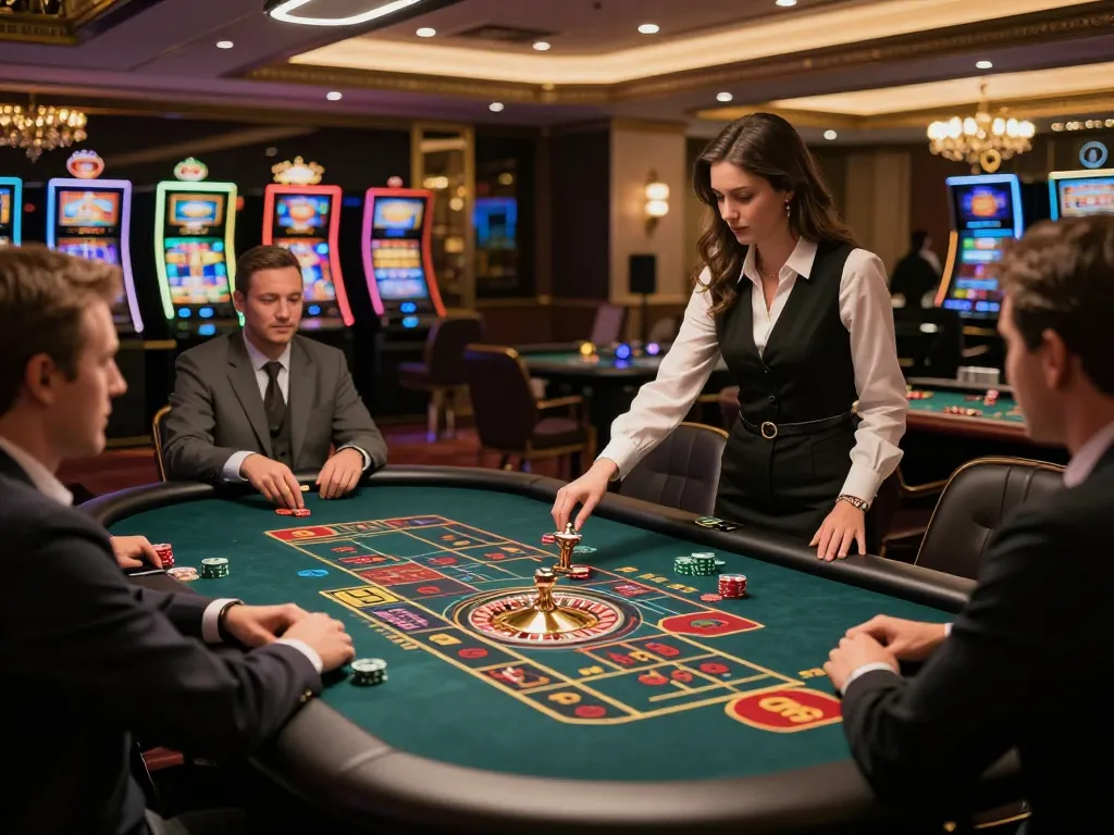 Players engaging at the roulette table in Hay88x casino, vibrant action and luxury atmosphere.