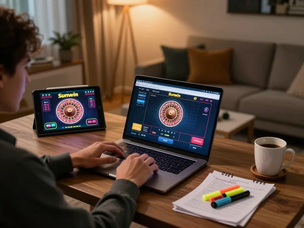 Engaging player using Sunwin online platform to strategize in poker.