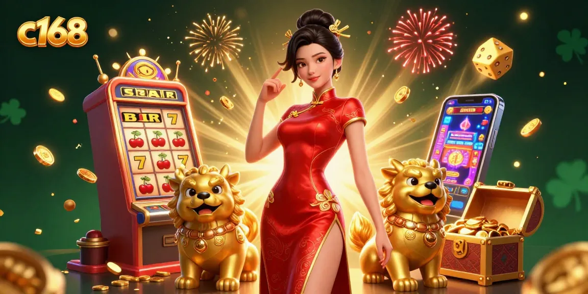Experience the excitement of c168 with a glamorous casino illustration bursting with action and winnings.