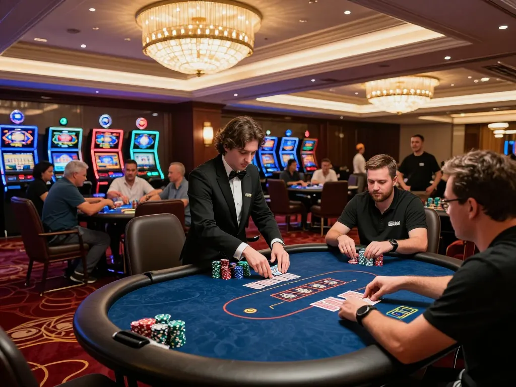 IWINCLUB poker game in action with players strategizing and vibrant casino atmosphere.