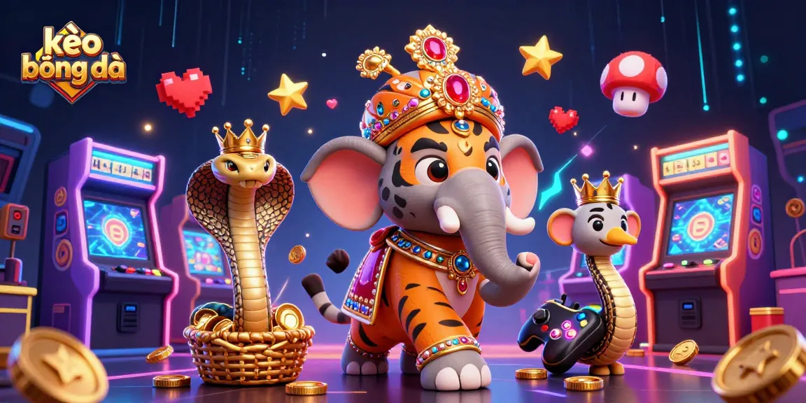 Place bets with kèo bóng đá while exploring a vibrant 3D casino scene featuring a majestic elephant.