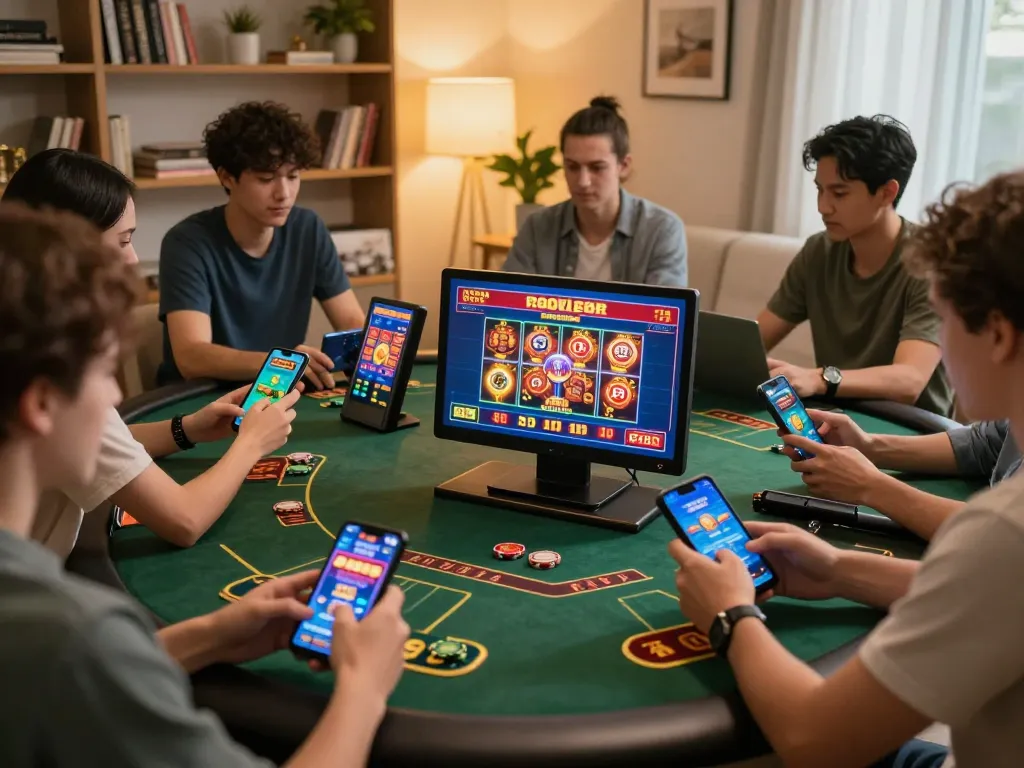 Engaging online gaming scene showcasing players at home, exploring trang chủ uu88 with strategy and excitement.