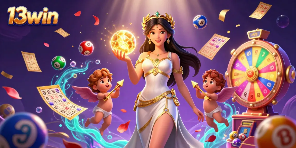 Experience the thrill of winning at 13win with vibrant lottery elements and captivating characters.
