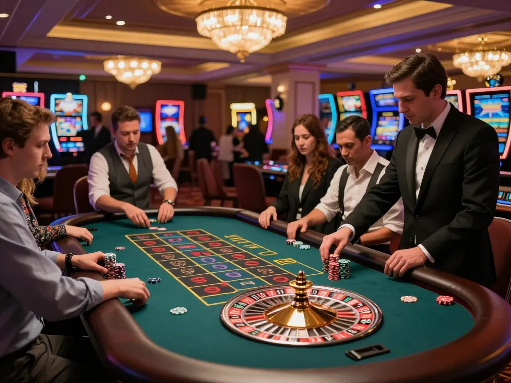 Players engaging at a roulette table during an exciting game of SC88, showcasing colorful chips and dynamic atmosphere