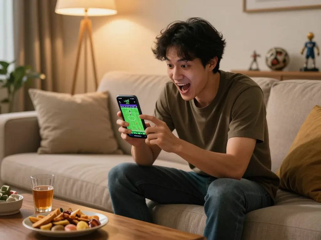 Experience thrilling sports betting with Lu88 app in cozy home setup.