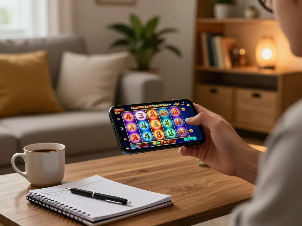 Player enjoying SHBET mobile gaming experience with vibrant slot game on smartphone