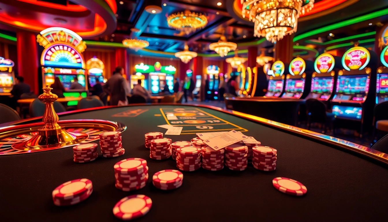Experience the thrill of online gambling at https://uk88.za.com/ with vibrant casino elements like poker chips and roulette.