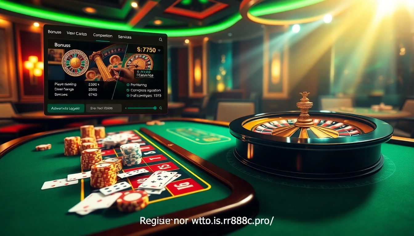 Experience thrilling gameplay at https://rr88c.pro/ with vibrant casino chips and cards on a virtual casino table.