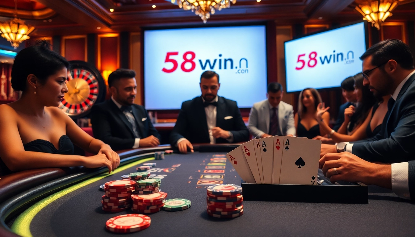 Engaged players at the poker table showcasing the thrilling experience of 58win.con gambling.